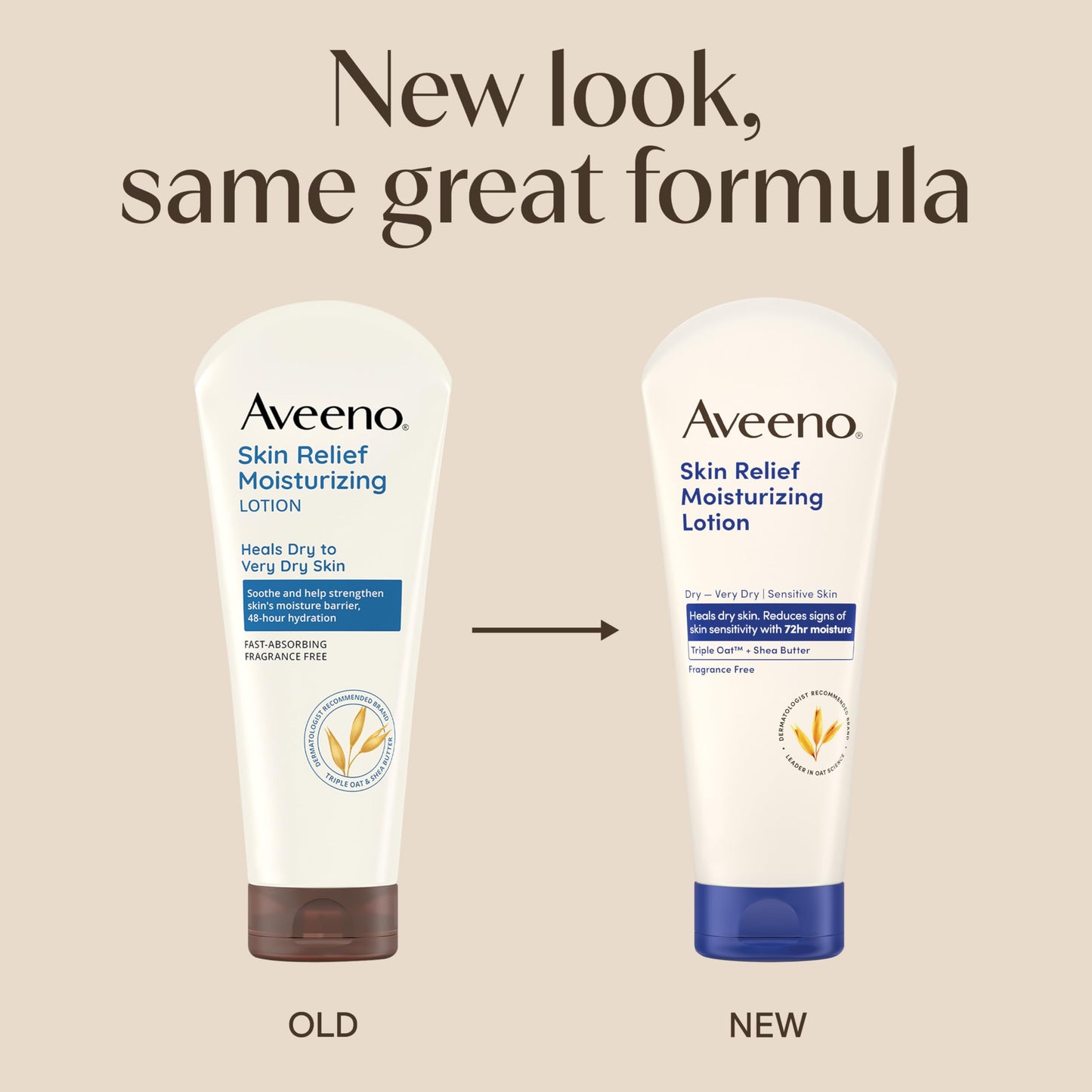 Aveeno Skin Relief Moisturizing Lotion Heals Very Dry, Sensitive Skin, Fast-Absorbing Body Lotion with Soothing Triple Oat & Shea Butter Formula