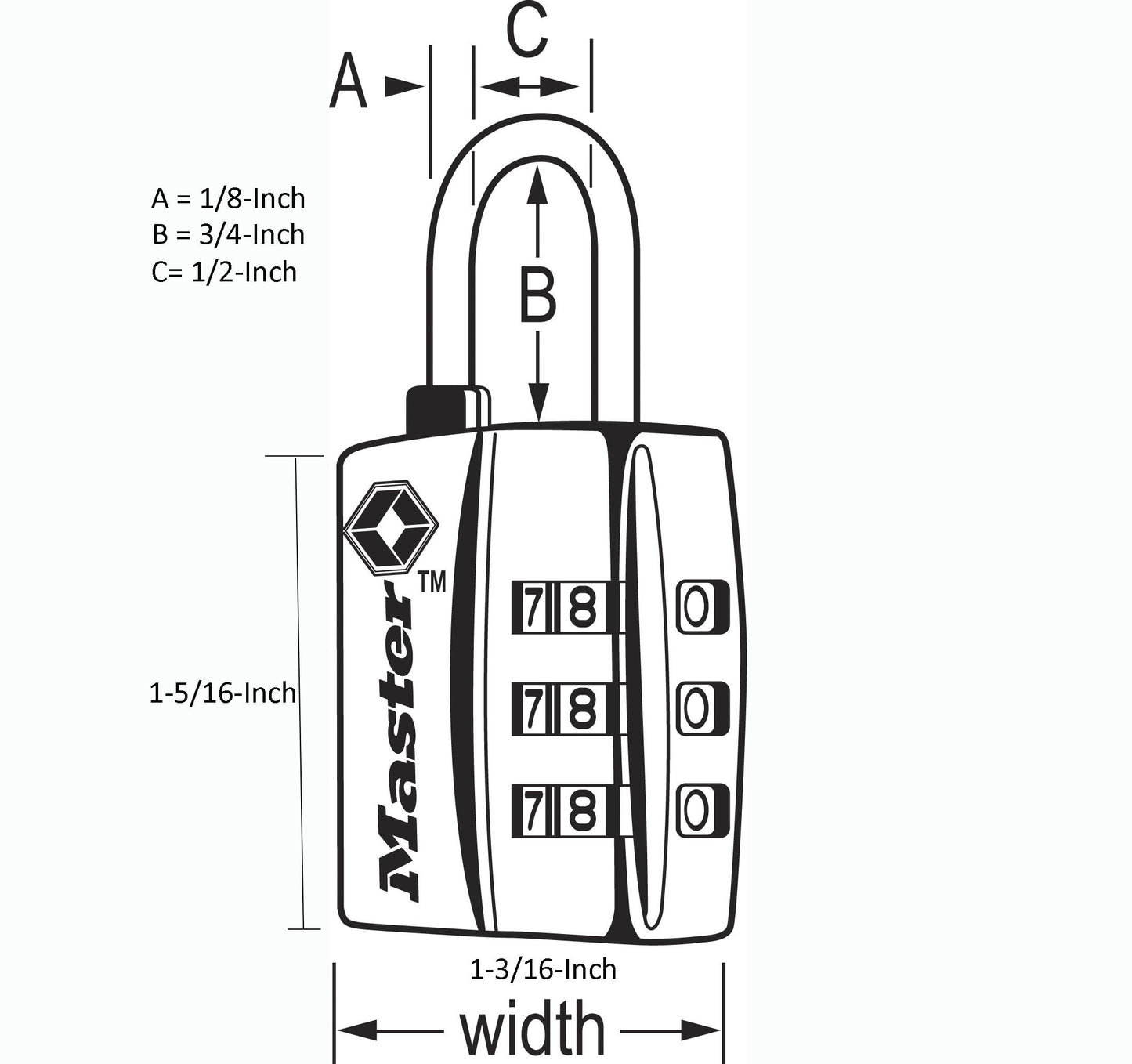 Master Lock TSA Approved Luggage Lock – Durable Wide Body Travel Padlock with Thin Steel Shackle for Suitcases & Backpacks (4680DBLK)