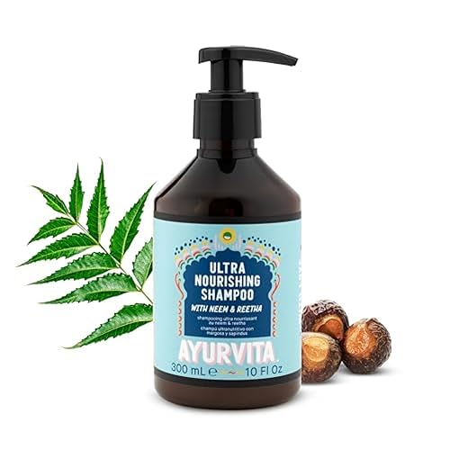 AyurVita Shampoo - Daily Nourishing Shampoo - Neem and Reetha Infused - Suitable For All Hair Types - Moisturizing, Strengthening & Lightweight