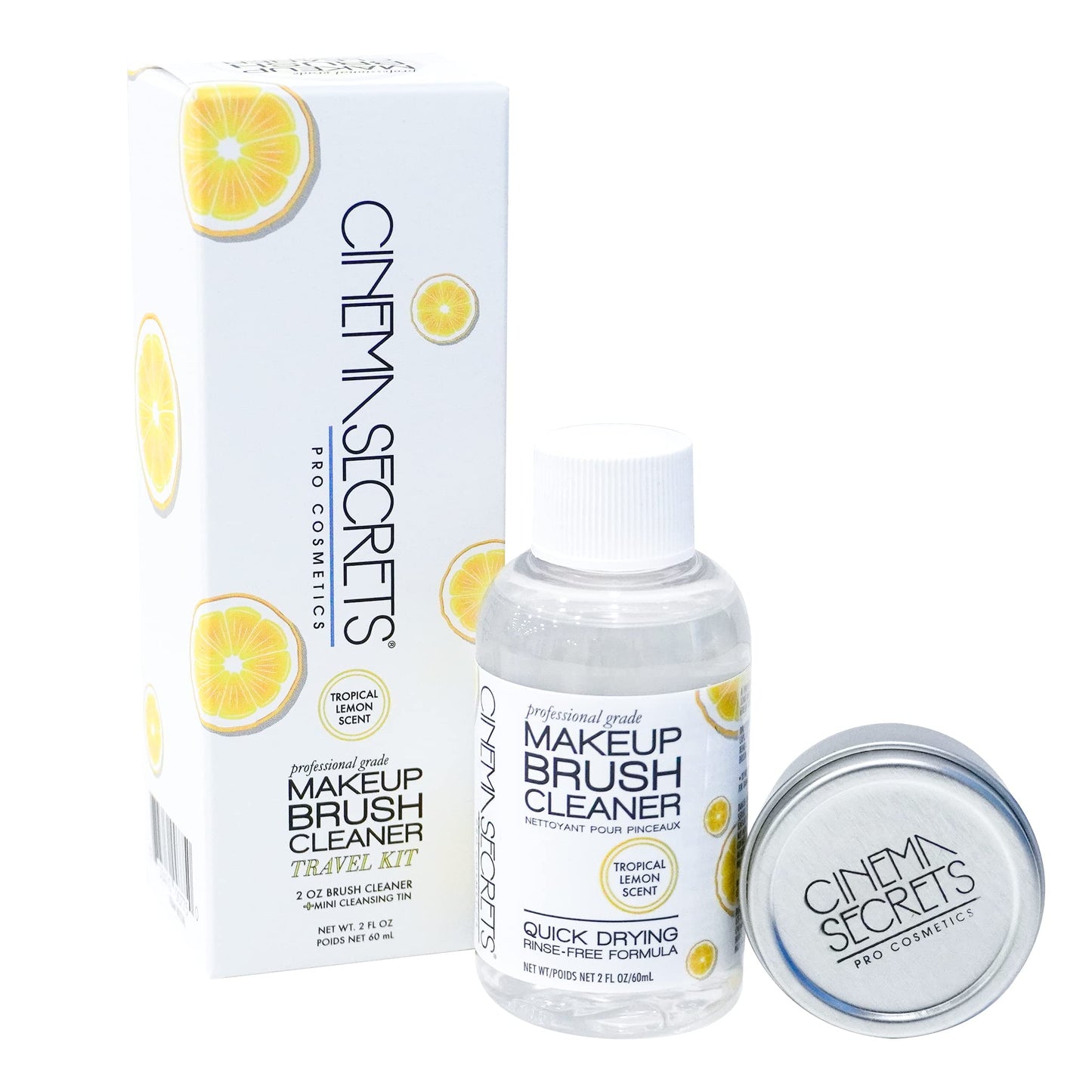 Cinema Secrets Original Makeup Brush Cleaner Kit - Professional Cleanser + Cleansing Tin for Makeup Brushes - Quick-Drying, Rinse-Free Formula