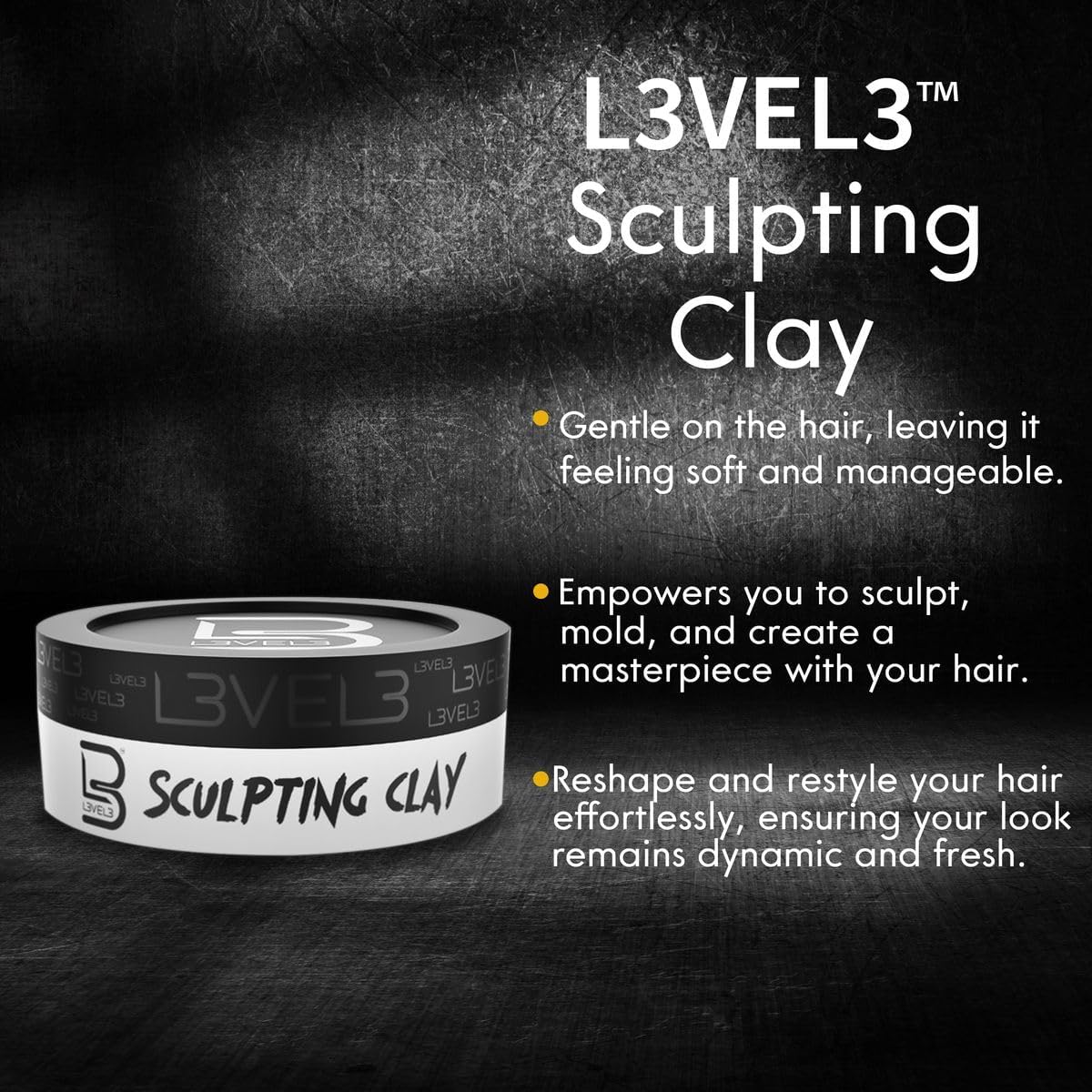 L3 - Level 3 Hair Sculpting Clay - Premium Grade Hair Clay for the Perfect Look - Long Lasting Hair Styling Product for Men