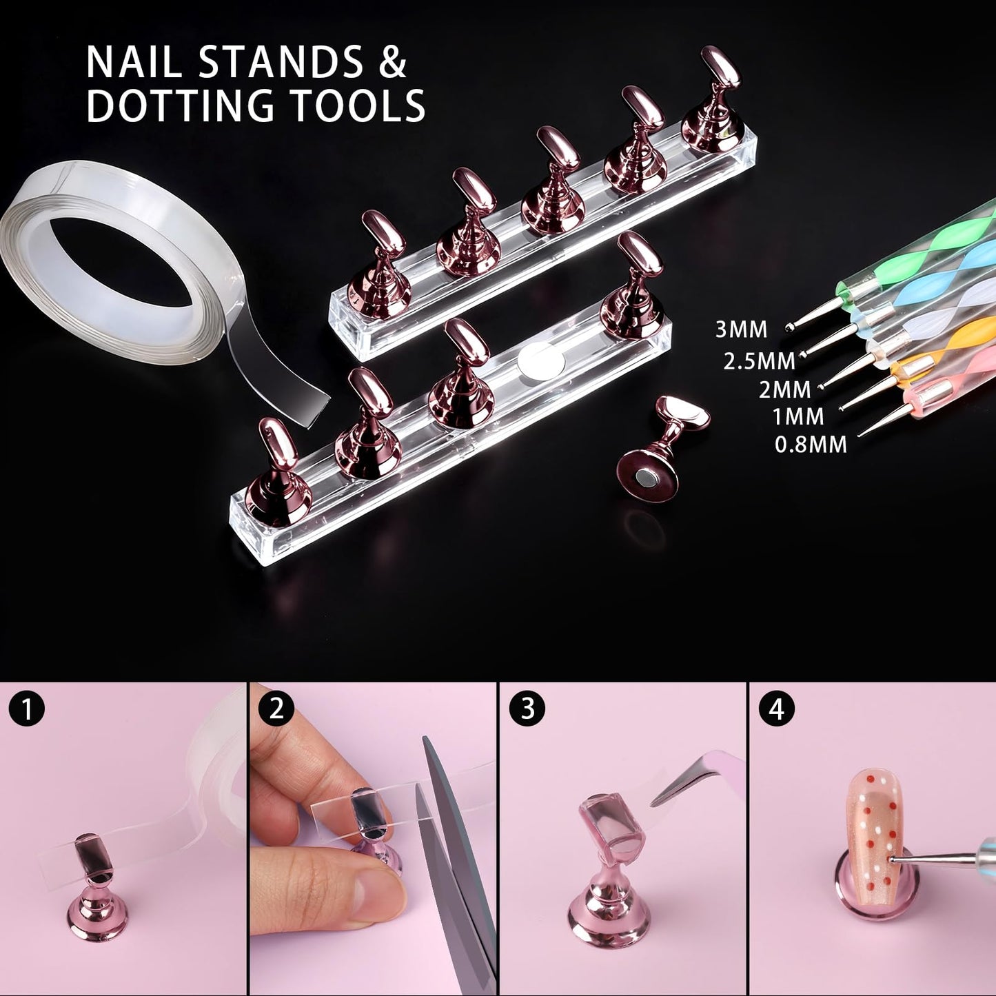 Teenitor 4 Boxes Nail Charms and Gems Set, Nail Rhinestones Nail Kit with Nail Art Brushes Nail Stand, Nail Gems Nail Design Tools with 15pcs Nail Beauty and Personal Care Teenitor
