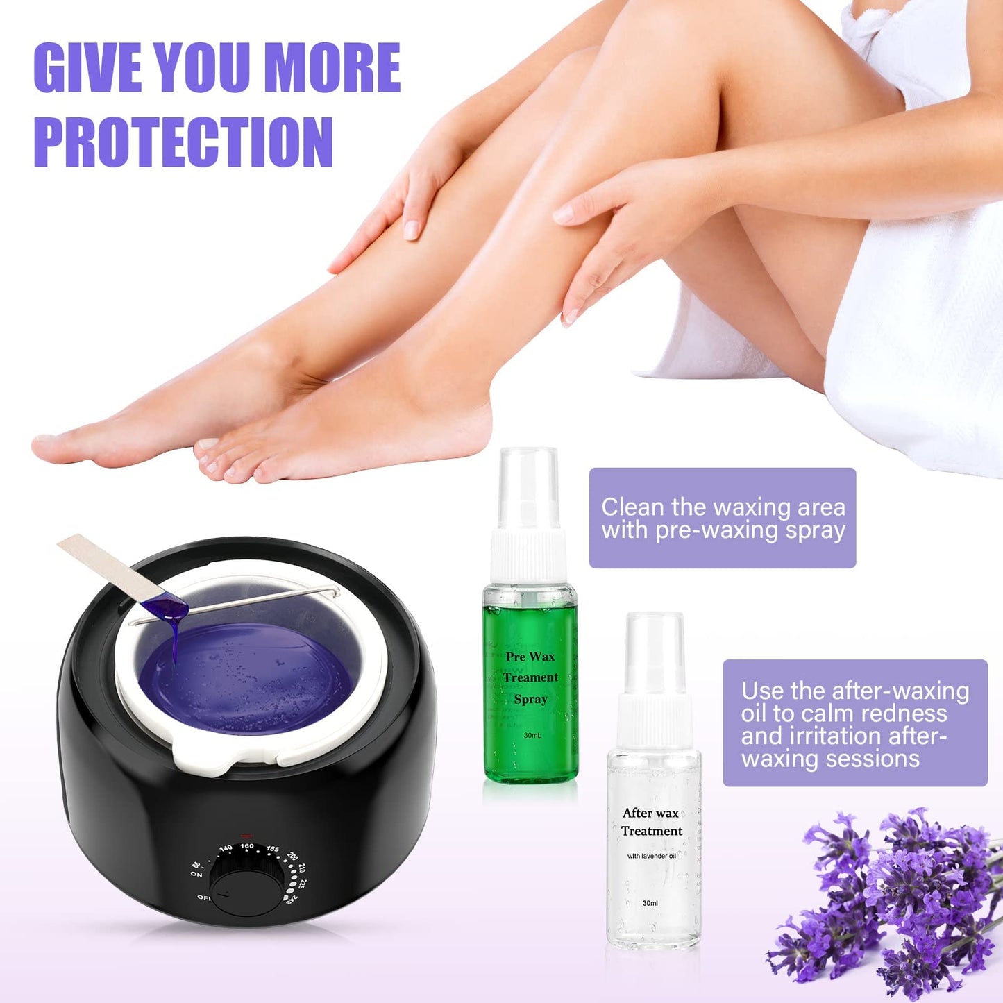 TIKESI Waxing Kit - Wax Warmer for Hair Removal, Hard Wax Kit with 14oz 5 Bags Hard Wax Beans for Full Body, Legs, Face, Eyebrows, Bikini, Brazilian Beauty and Personal Care TIKESI