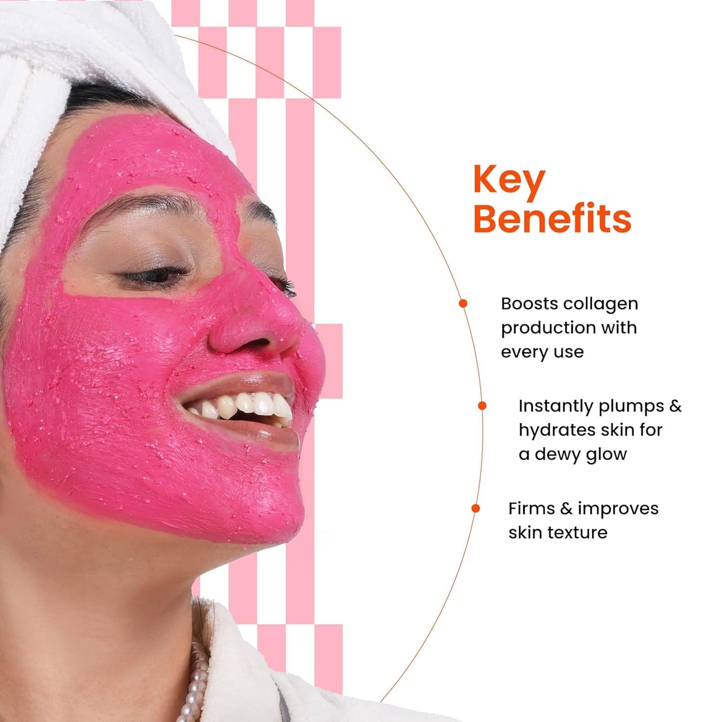 FoxTale Cherry-Collagen Whipped Clay Mask | Vegan Collagen + Glycolic Acid + PHA + Cherry Beads | Hydrates, Plumps & Firms Skin | Detoxifies Pores