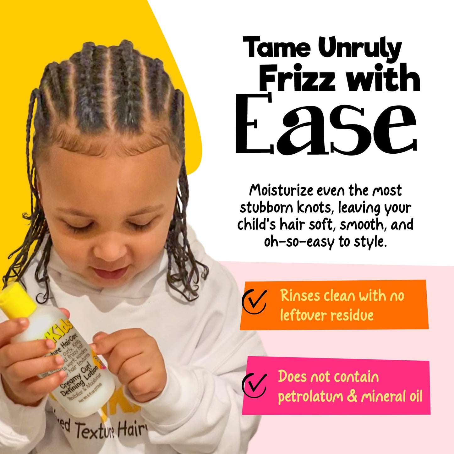 CurlyKids Curl Defining Lotion - Lightweight Creamy Hair Lotion for Frizz-Free, Soft & Defined Curls - Kids Haircare for Curly, Kinky, Coily & Wavy