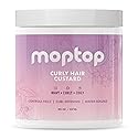 MopTop Curly Hair Gel Custard - Styling Gel for Moisturizing and Defining Soft Curls, Lightweight and Anti Frizz, Curly Hair Products for Waves, Coils