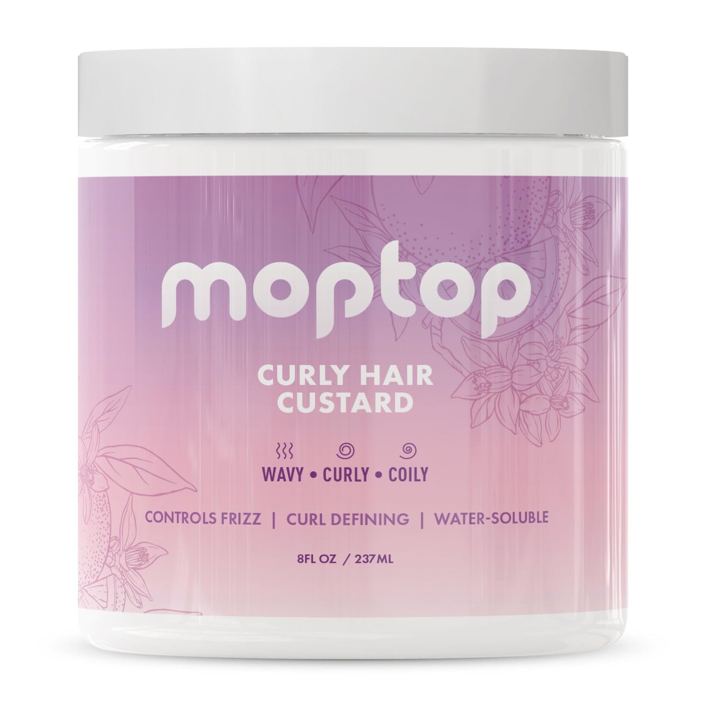 MopTop Curly Hair Gel Custard - Styling Gel for Moisturizing and Defining Soft Curls, Lightweight and Anti Frizz, Curly Hair Products for Waves, Coils