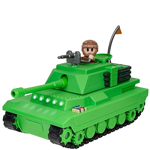 DevSeries Brookhaven Feature Tank - 7.5-Inch Vehicle with Lights, Working Treads, Ejecting Turret, 2.75-Inch Figure, and Exclusive Virtual Item Code