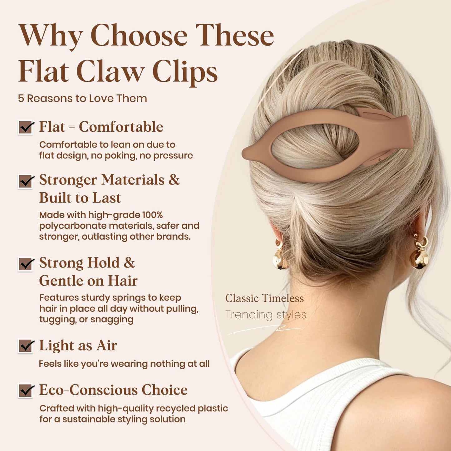 Oeusnael Flat Hair Clips for Women Girls- 6 PCS Pastel French Concord Lay Down Claw Clips for Thick Thin Hair, Matte Non-slip Strong Hold Stylish Beauty and Personal Care Oeusnael