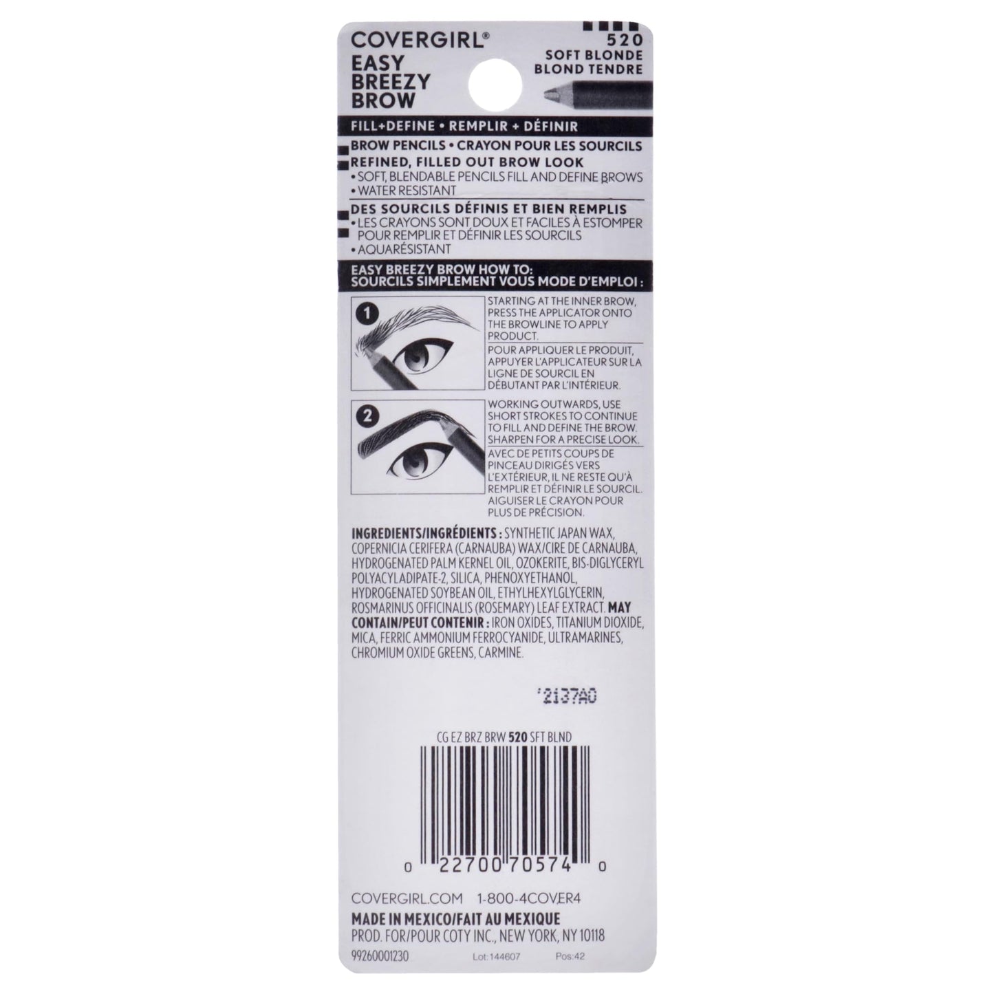 COVERGIRL - Easy Breezy Brow Fill + Define Brow Pencil, Sharpener Included, Long-Lasting, Deeply Pigmented, Blendable Formula, 100% Cruelty-Free