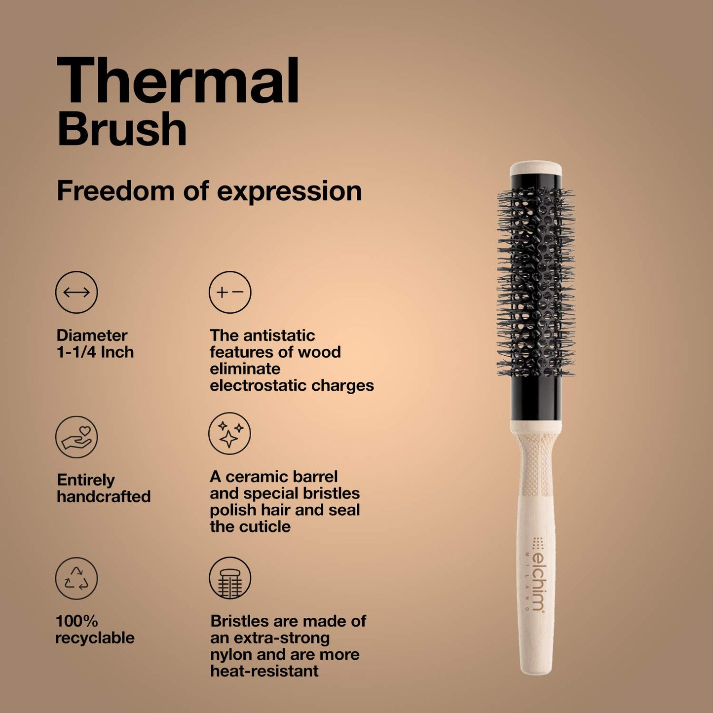 Elchim Thermal Hair Brush, 1 1/4"