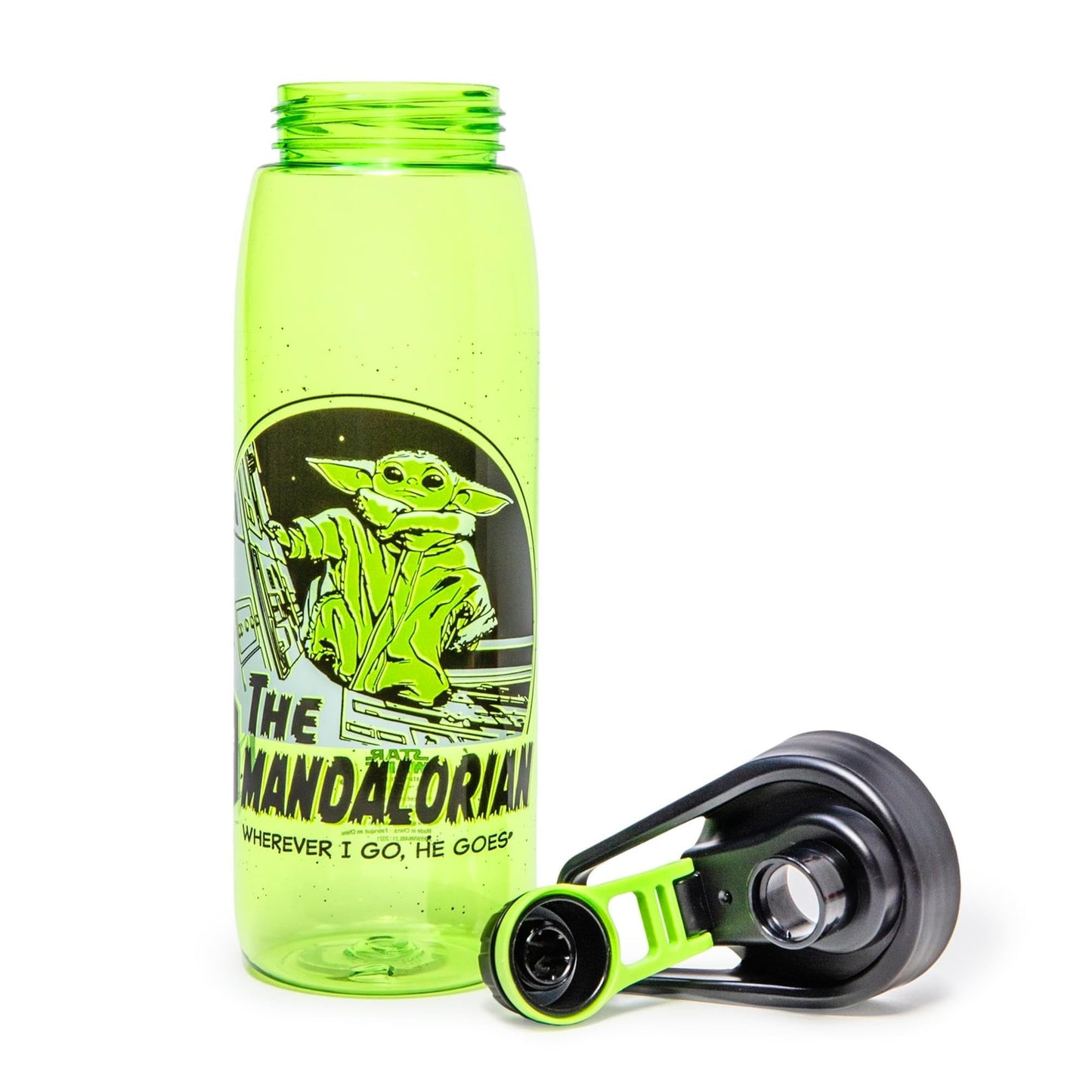 Silver Buffalo Star Wars The Mandalorian Tritan Water Bottle Screw Top Lid, 28 Ounces