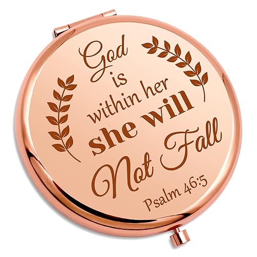 Gevody Bible Verse Gifts Christian Gift Inspirational Gift for Women Compact Mirror Religious Gift Baptism Gift for Girl Goddaughter Godmother Easter