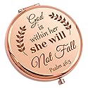 Gevody Bible Verse Gifts Christian Gift Inspirational Gift for Women Compact Mirror Religious Gift Baptism Gift for Girl Goddaughter Godmother Easter