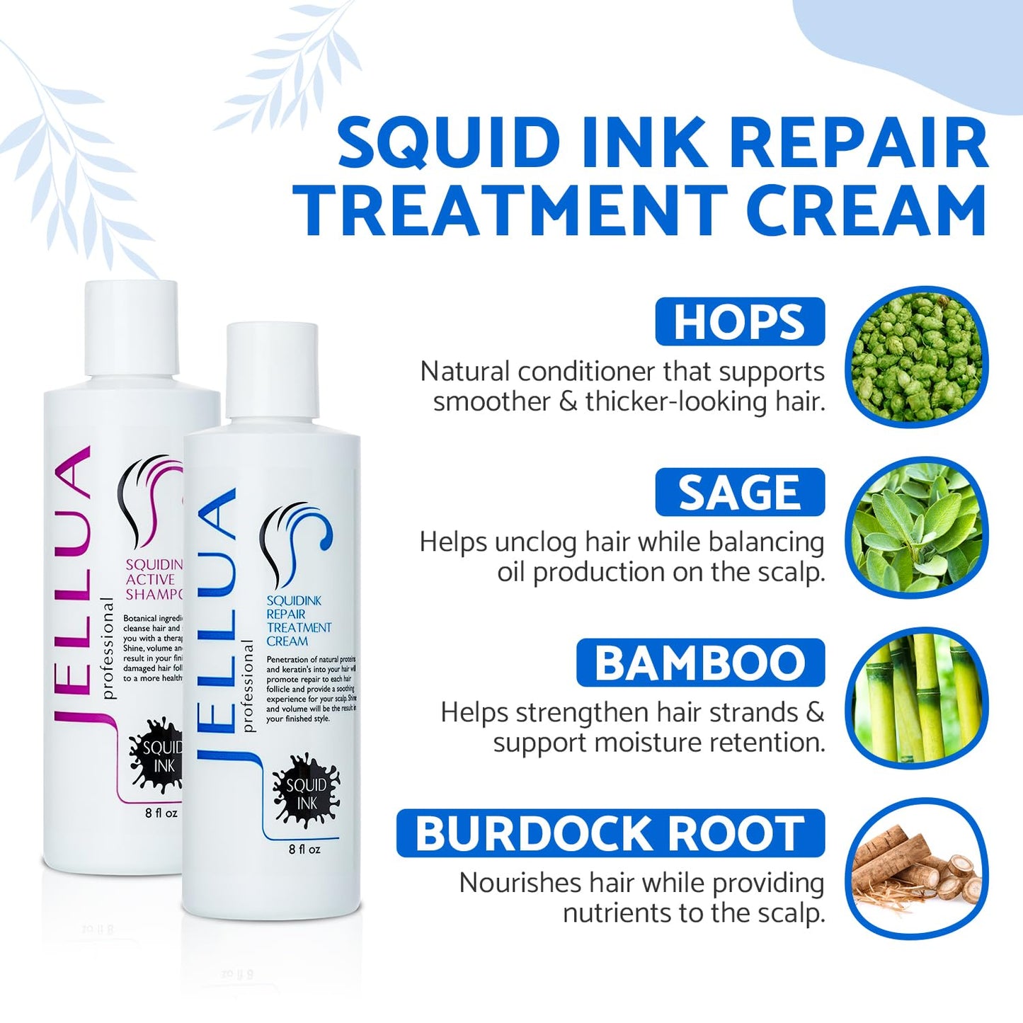 Jellua Squidink Active Shampoo and Repair Treatment Cream 8.0 Oz Duo