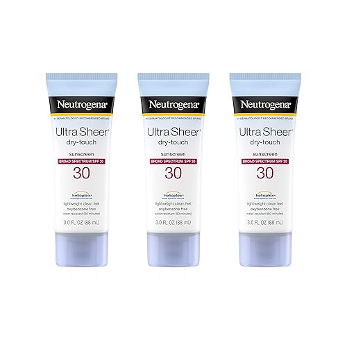 Neutrogena Ultra Sheer Dry-Touch Water Resistant and Non-Greasy Sunscreen Lotion with Broad Spectrum SPF 30, 3 fl. oz (Pack of 3)
