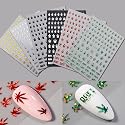 KITBE Bronzing Maple Leaves Nail Art Stickers 6 Sheets Laser Gold Silver Red Green Nail Art Decals Adhesive Nail Supplies Manicure Tips Beauty Charms Beauty & Personal Care KITBE