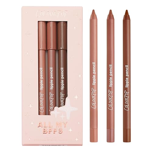 ColourPop All My BFFs Lippie Lip Pencil Kit - High-Pigment, Long-Lasting & Sharpenable Lip Liner with High-Impact Color - Includes Shades BFF, BFF 2