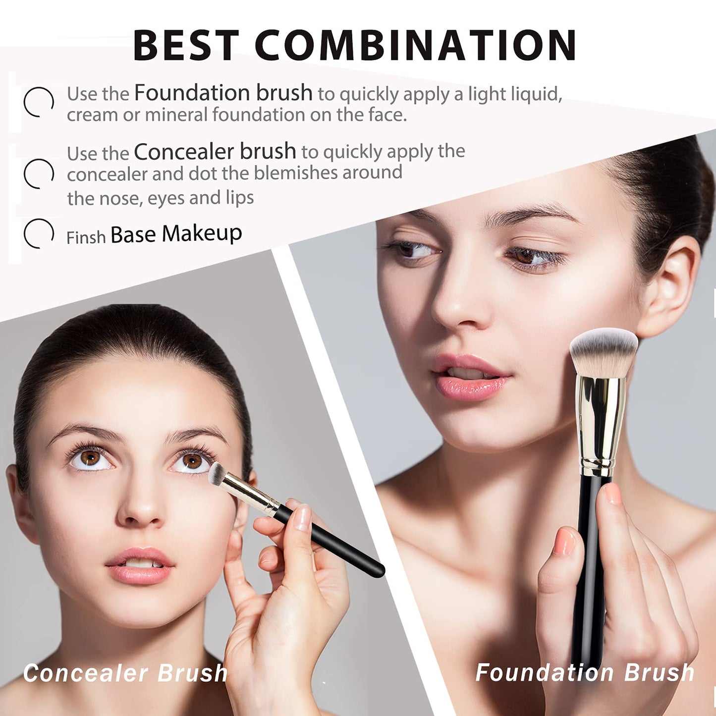 Makeup Brushes DPOLLA Pro Foundation Brush and Flawless Concealer Brush Perfect for Any Look Premium Luxe Hair Contour Brush Perfect for Blending