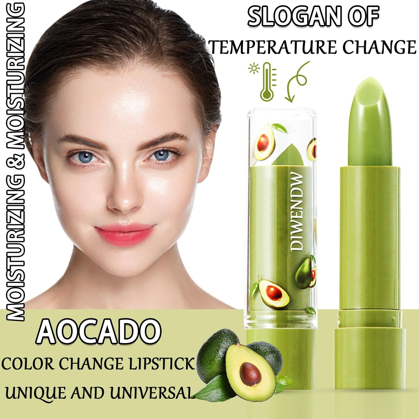 4 Pcs Avocado Color Changing Lipstick for Women,PH Mood Magic Lipstick Makeup Gift Set,Waterproof Lip Moisturizer Pigmented Long Lasting Tinted Color
