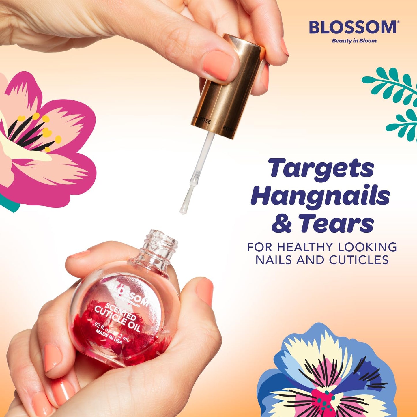Blossom Cuticle Oil for Nails, Hydrating, Moisturizing, Scented Nail Oil Cuticle Care, Infused with Real Flowers, Made in USA, 0.5 fl. oz, Amazon