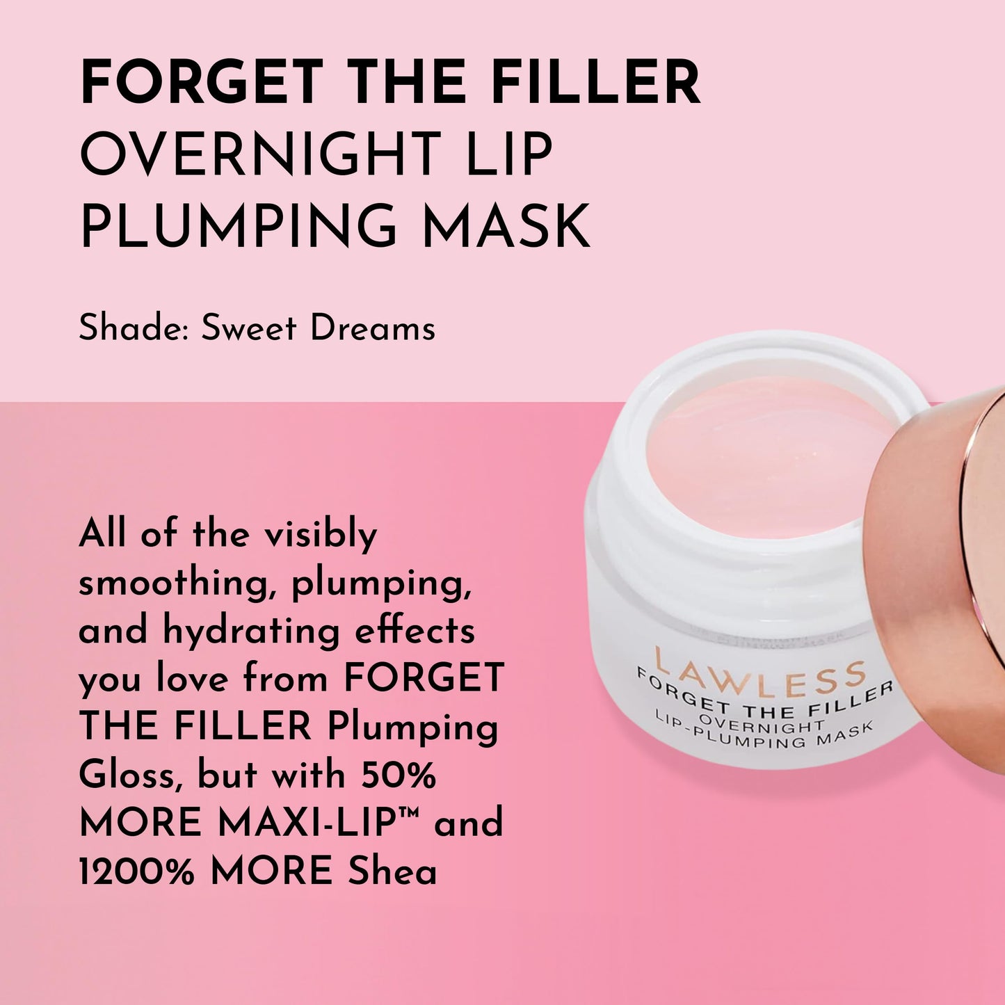 LAWLESS Forget the Filler Lip Mask - Sweet Dreams - Premium Overnight Lip Plumping Treatment with Natural Ingredients Designed to Plump, Hydrate, Beauty and Personal Care LAWLESS