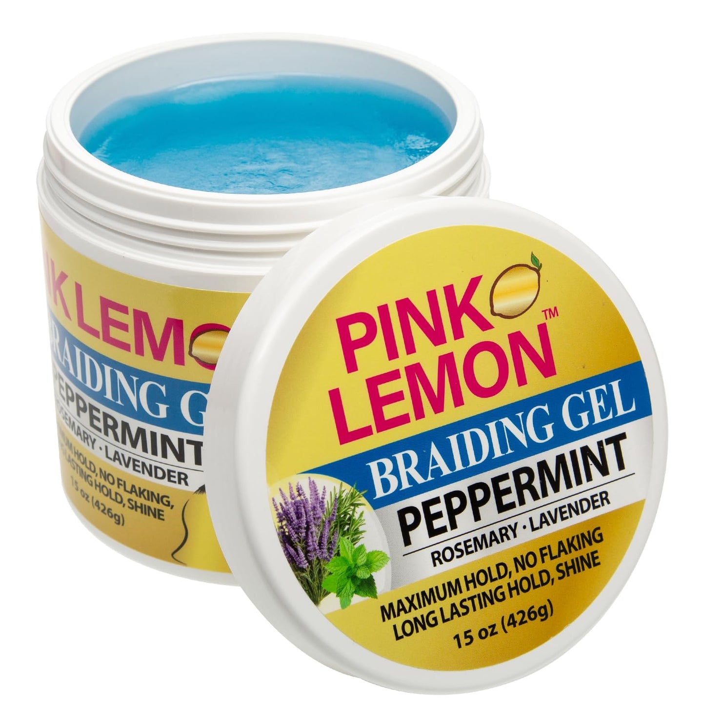 PINK LEMON Braiding Gel Peppermint - Maximum Hold, No Flaking, Long Lasting Hold, High Shine. For Micro, Inter, Dread, Faux, Loc, Twist, Braid, Edge