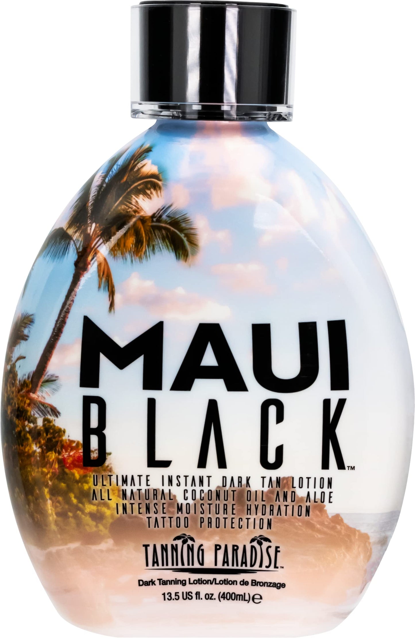 Tanning Paradise Maui Black TanningLotion Instant Dark Tanning Lotion Natural Tan Lotion with Coconut Oil and Aloe Hydration Boost and Tattoo