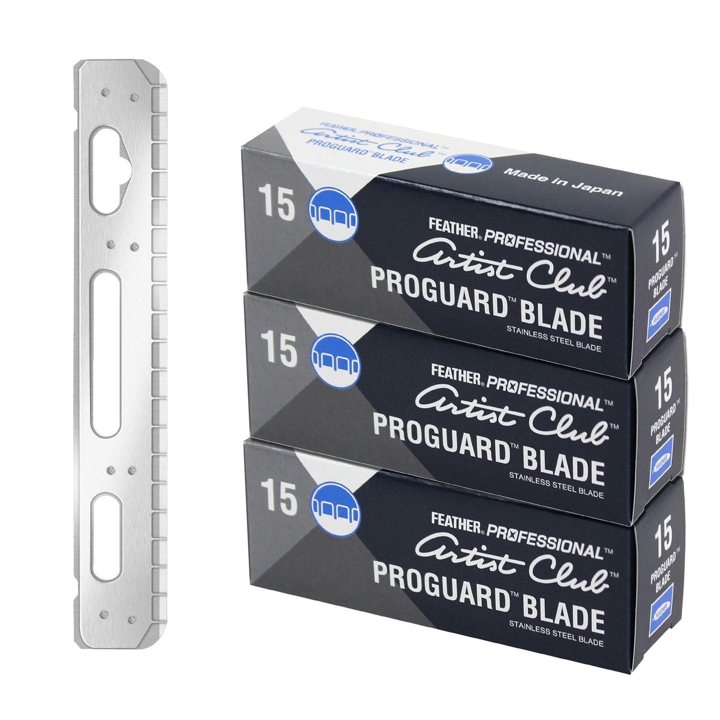 Feather Artist Club ProGuard Razor Blades - (3 Pack of 15) - Single Straight Edge Razor Blades with Guard Refills for Shaving - For Men & Barbers Beauty and Personal Care Feather