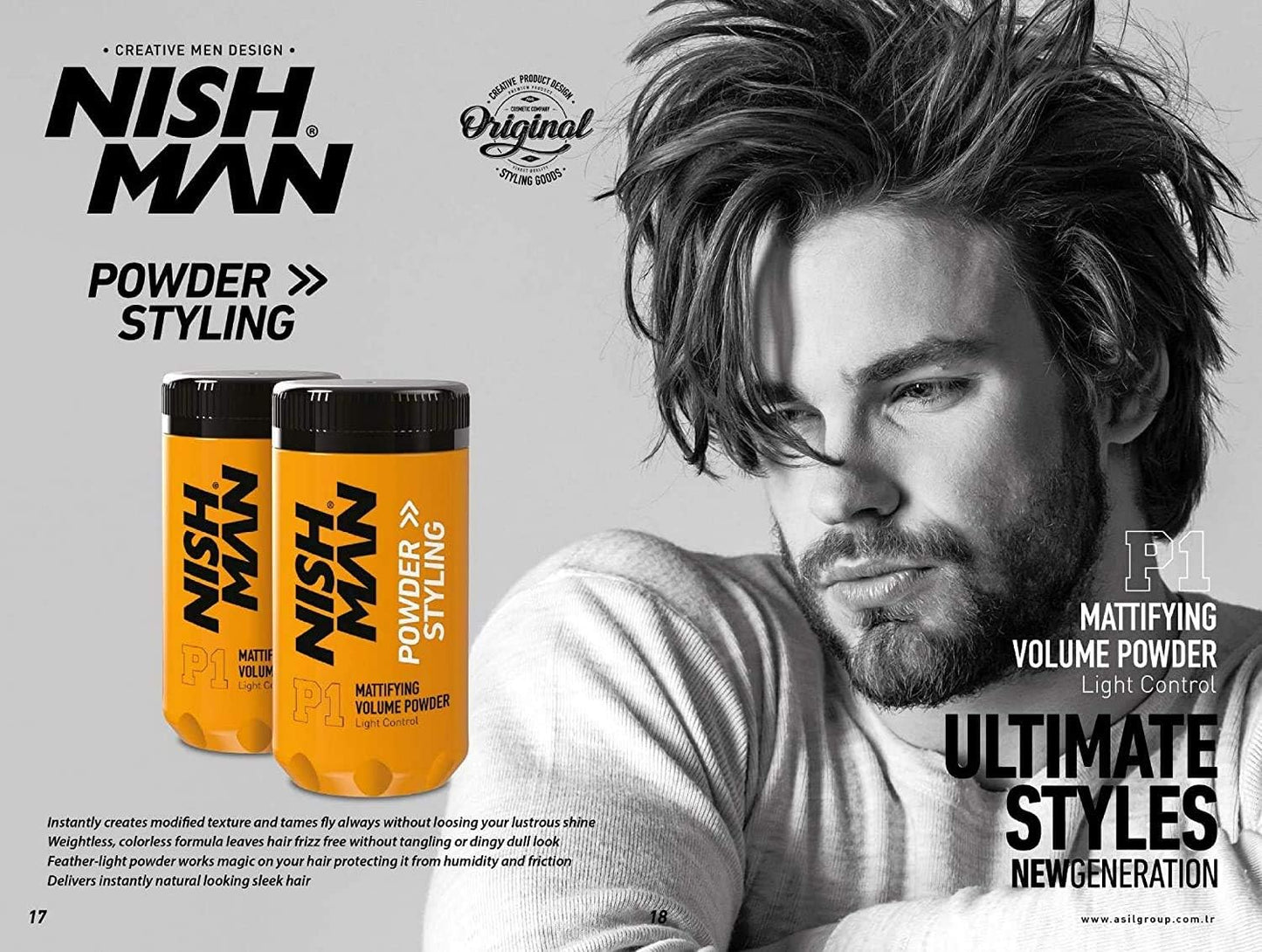 nishman Hair Styling Powder Series (20 gr., Pack of 2 P1 Hair Styling)