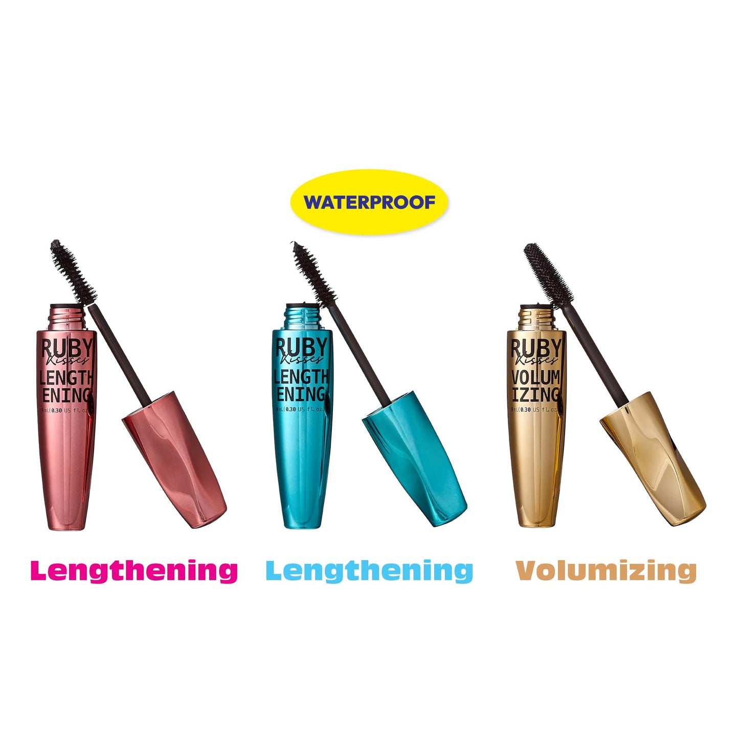 KISS NEW YORK RuKisses Mascara Waterproof Lengthening Mascara, Feathery Soft Full Lashes, Intense Length Smudge-Free Clump-Free (Lengthening