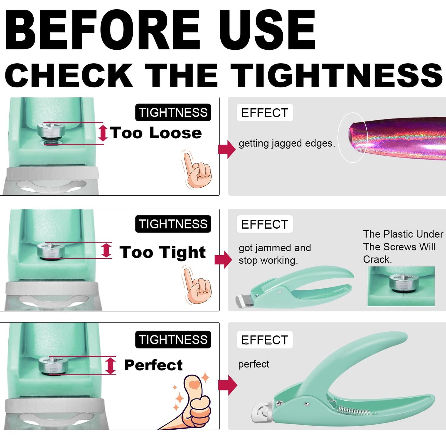Green Adjustable Nail Clippers with Magnets Sizers for Acrylic Nails, Artificial Fake Nail False Nail Tip Cutter Trimmer Manicure Pedicure Sharp Blade