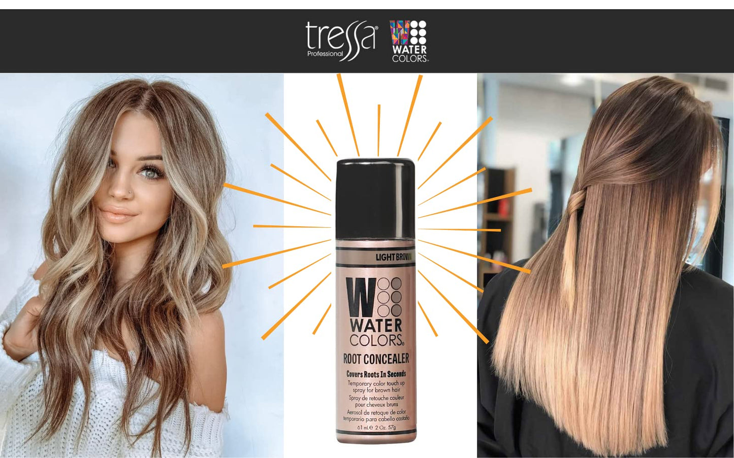 Watercolors Root Concealer Touch Up Texture & Volume Spray, Covers Gray Roots & Regrowth. (Light Brown)