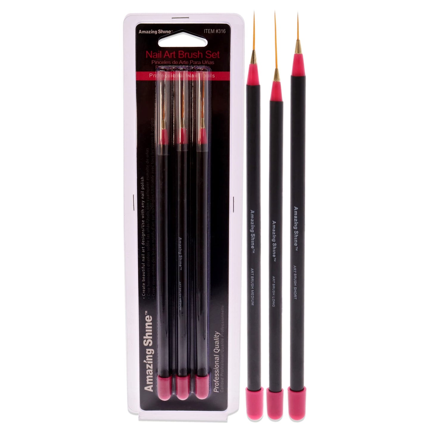 Amazing Shine Amazing Shine Professional 3 Piece Nail Art Brush Set Women Nail Art 3 Pc Beauty & Personal Care Amazing Shine
