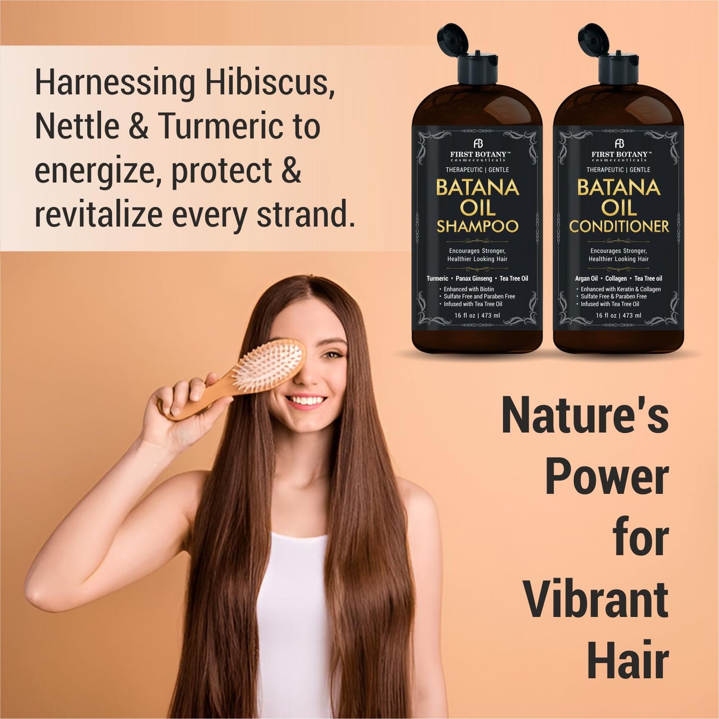 Batana Oil Shampoo and Conditioner - Fights Hair Loss, Promotes Hair Growth, Fights Dandruff, Lice & Itchy Scalp - for Men and Women Sulfate Free - 16