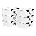 IRIS USA 30.6 Quart WEATHERPRO Plastic Storage Box with Durable Lid and Seal and Secure Latching Buckles, 6 Pack, Weathertight, Keep Pest Dust…