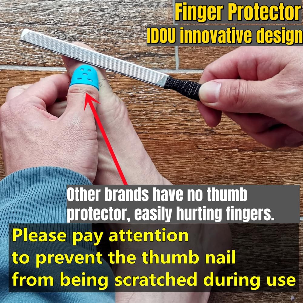 IDOU Toe Nail Files for Thick Nails,Stainless Steel 4 Sides 7 inch Length,Nail Files for Men Seniors & Dogs