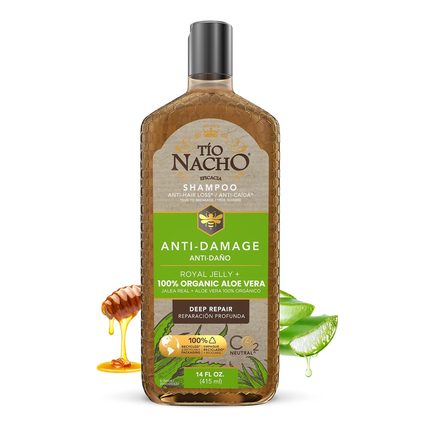 Tio Nacho Aloe Vera Deep Repair Shampoo: Organic Aloe Vera and Royal Jelly for Hair Repair and Protection, Enriched with Vegetable Keratin
