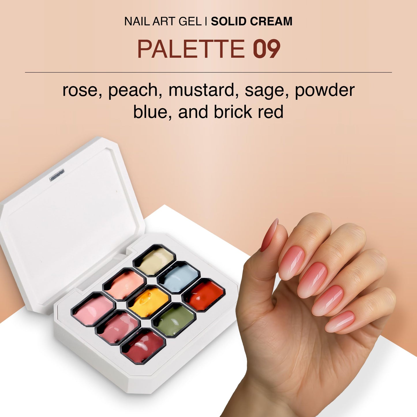 Cre8tion Nail Art Gel Solid Cream Palette for Nail Painting, Ombre, Stamping and Coverage, HEMA Free, TPO Free, 9 Colors (09) Beauty & Personal Care Cre8tion