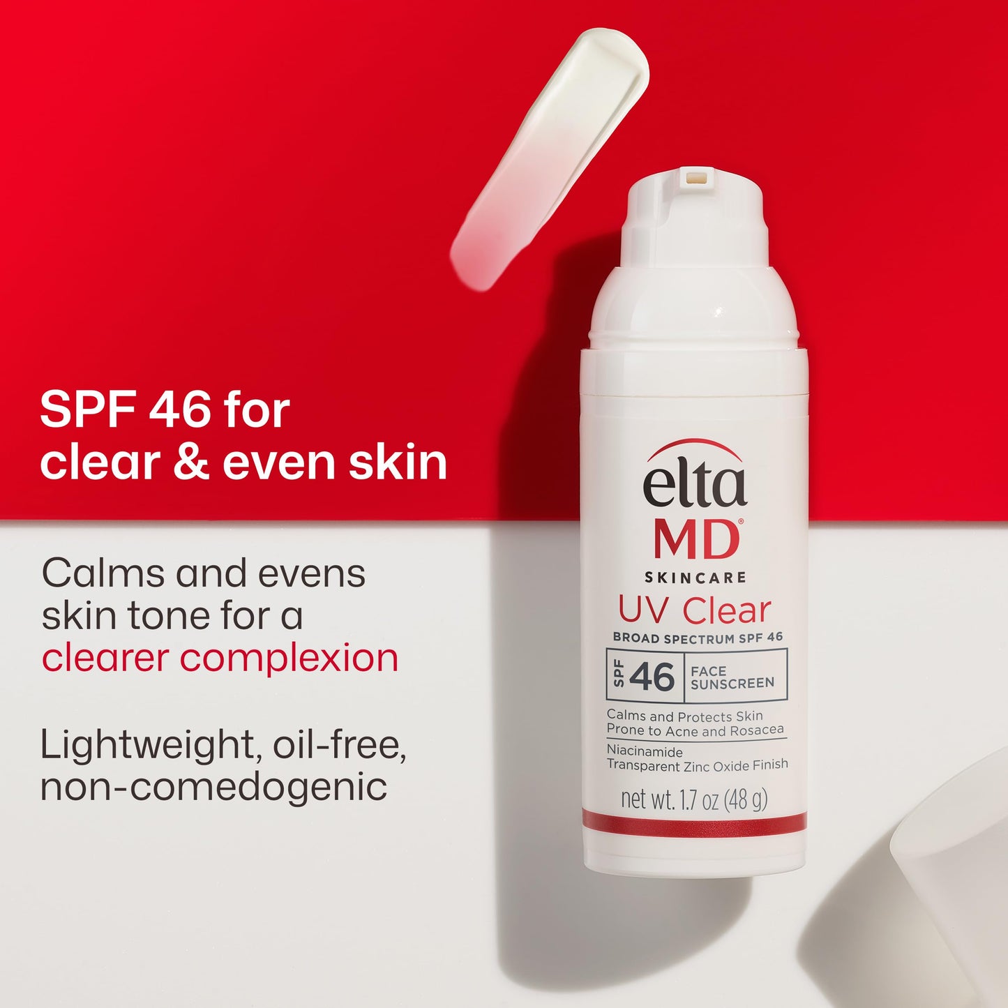 EltaMD UV Clear Face Sunscreen SPF 46, Oil Free for Face with Zinc Oxide, Dermatologist Recommended Sunscreen Lotion, For Acne-Prone Sensitive Skin