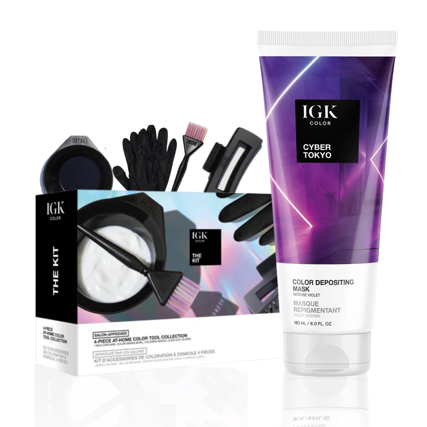 IGK Cyber Tokyo | Intense Violet Hair Gloss + Color Depositing Kit | Boost Shine, Enhance Violet Tones, Refresh Color | Semi Permanent At-Home