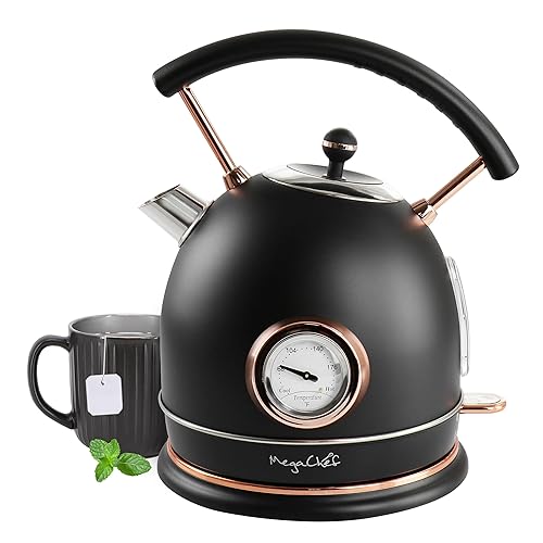 MegaChef 1.8 Quarts Half Circle Electric Tea Kettle in Matte Black