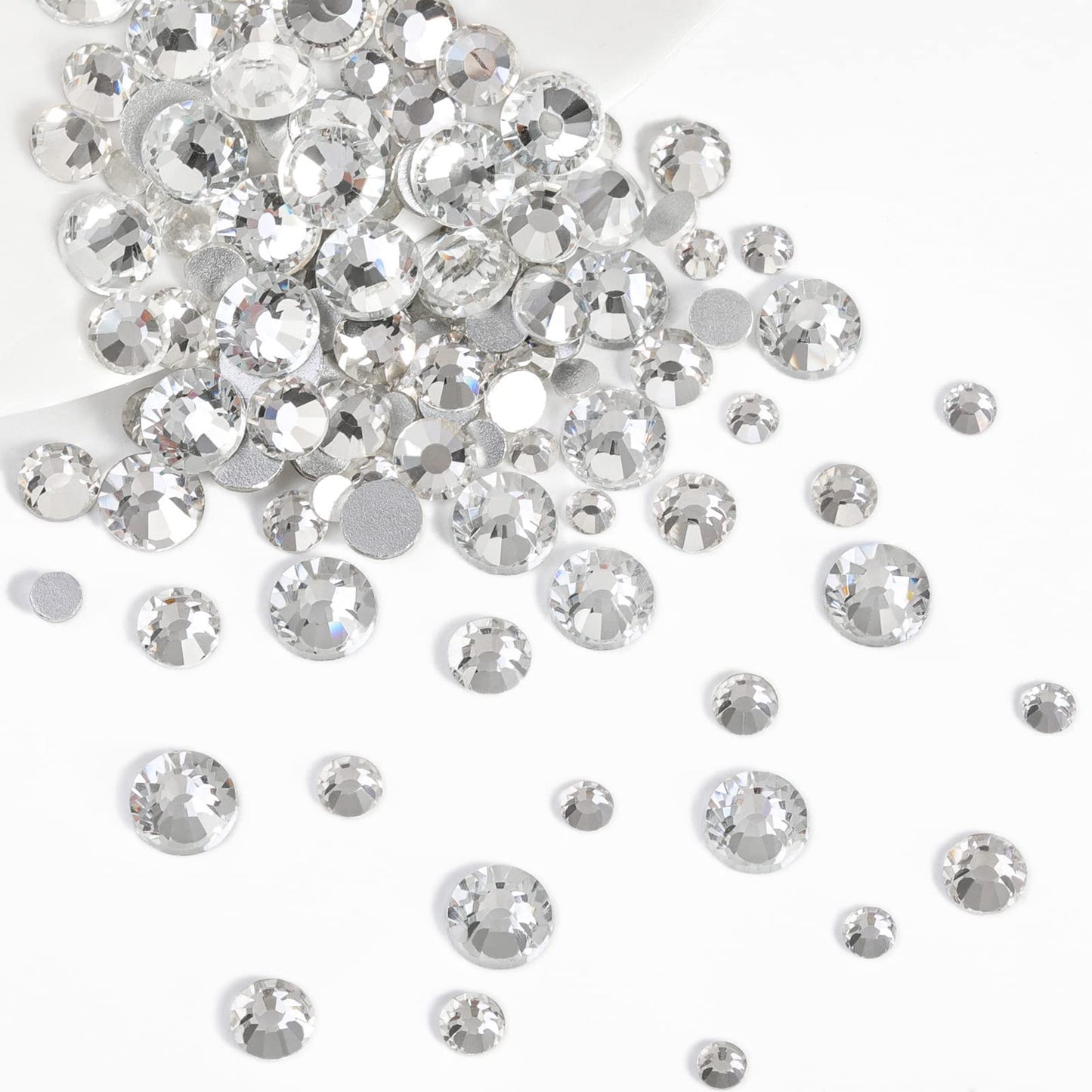 Beadsland Rhinestones for Makeup,8 Sizes 2500pcs Crystal Flatback Rhinestones Face Gems for Nails Crafts with Tweezers and Wax Pencil,Clear,SS4-SS30