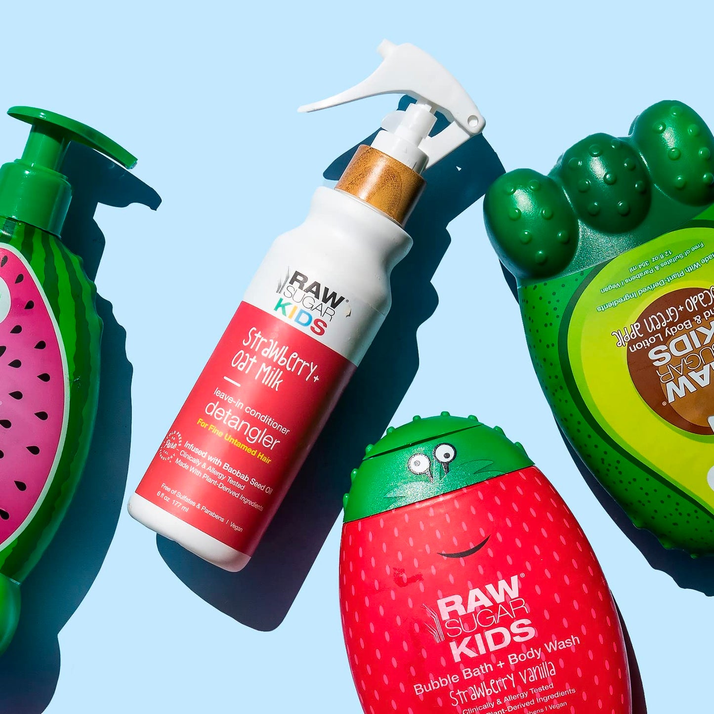 Raw Sugar, Kids Conditioning Detangler, Strawberry, Oat Milk, 6 Fl Oz
