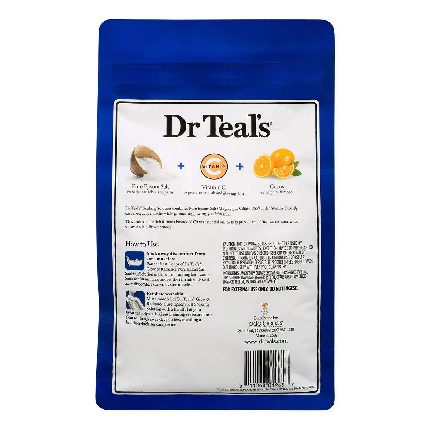Dr. Teal's Vitamin C & Citrus Salt Bath Gift Set (4 Pack, 3lbs Ea.) - Glow & Radiance Vitamin C & Citrus Oils Blended with Pure Epsom Salt - Promote Beauty and Personal Care Dr Teal's