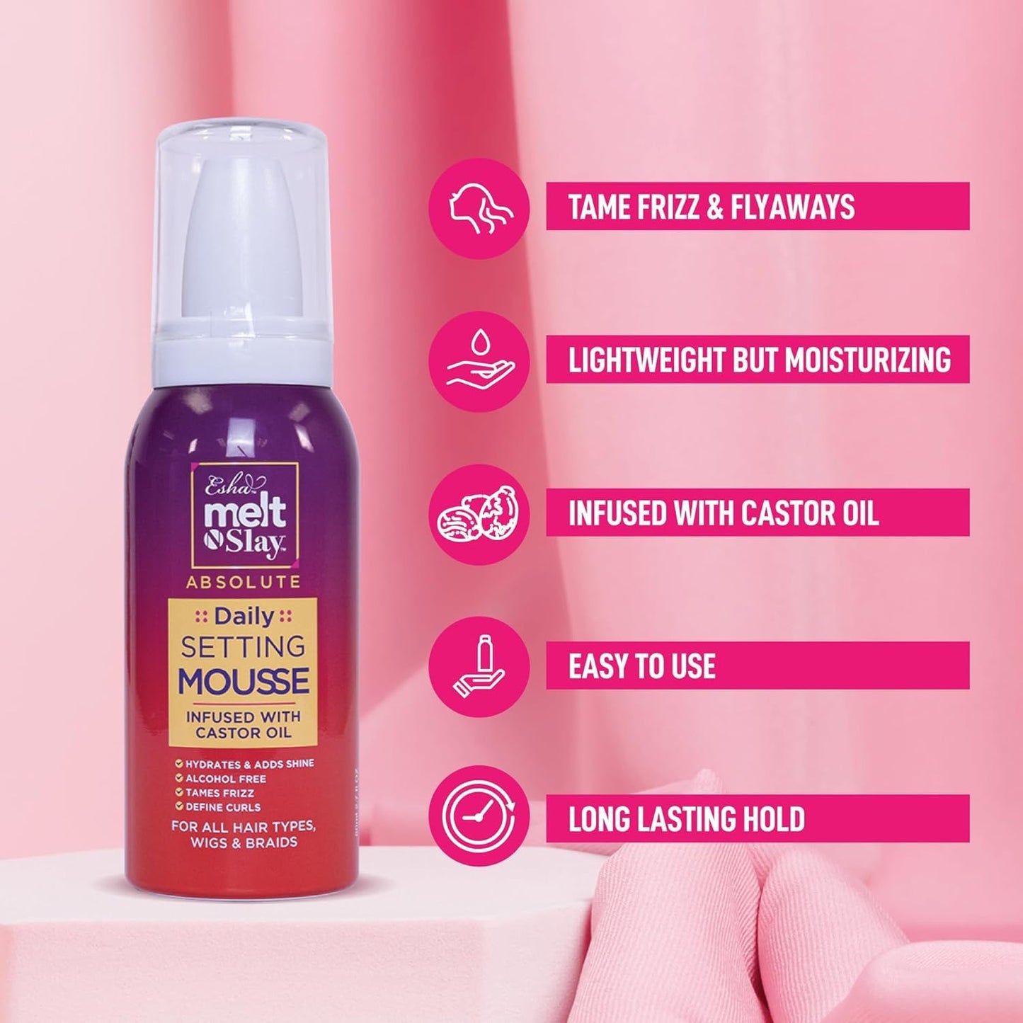 Esha Melt N Slay Daily Setting Hair Mousse (2.7 Fl oz)