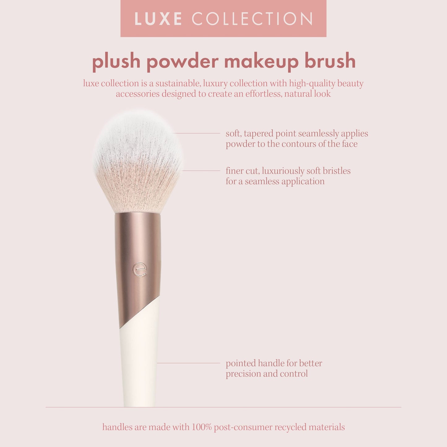 EcoTools Luxe Plush Powder Makeup Brush for Blush & Bronzer, Works Best With Powder Makeup, Luxurious and Glamorous, Eco-Friendly Premium Makeup