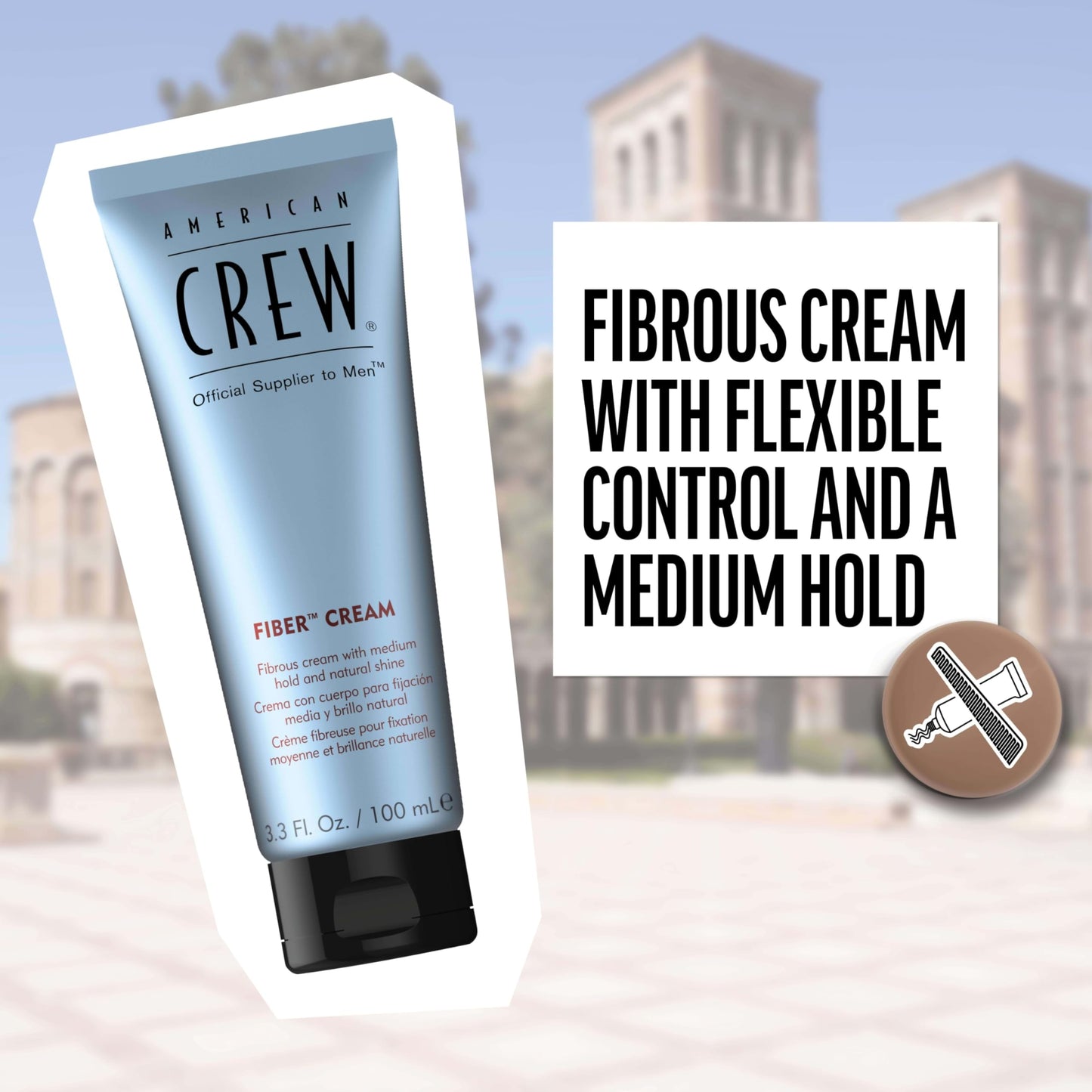 American Crew Men's Fiber Cream, Like Hair Gel with Medium Hold & Natural Shine, Stocking Stuffer for Him, 3.3 Fl Oz