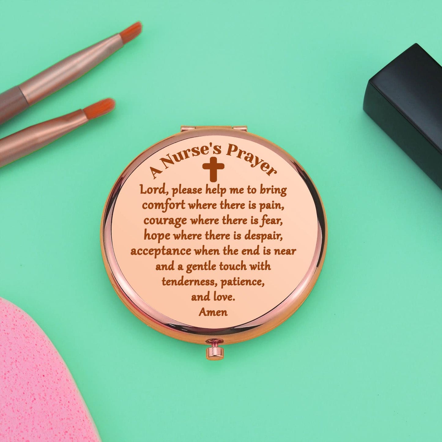 Nurse Appreciation Gifts for Women Nurse Prayer Gifts Compact Makeup Mirror for Nurse Student Nurse Gifts for Women Folding Makeup Mirror for Her