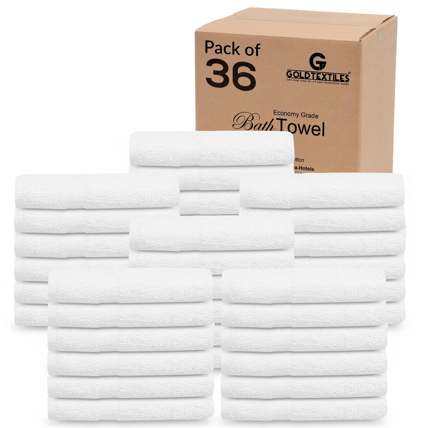 GOLD TEXTILES 36 Pack White Small Bath Towels 20x40 Inches - Cotton Blend Economy Cheap Bulk Bath Towels for Commercial Uses, Gym, Salon, Spa & Hair…